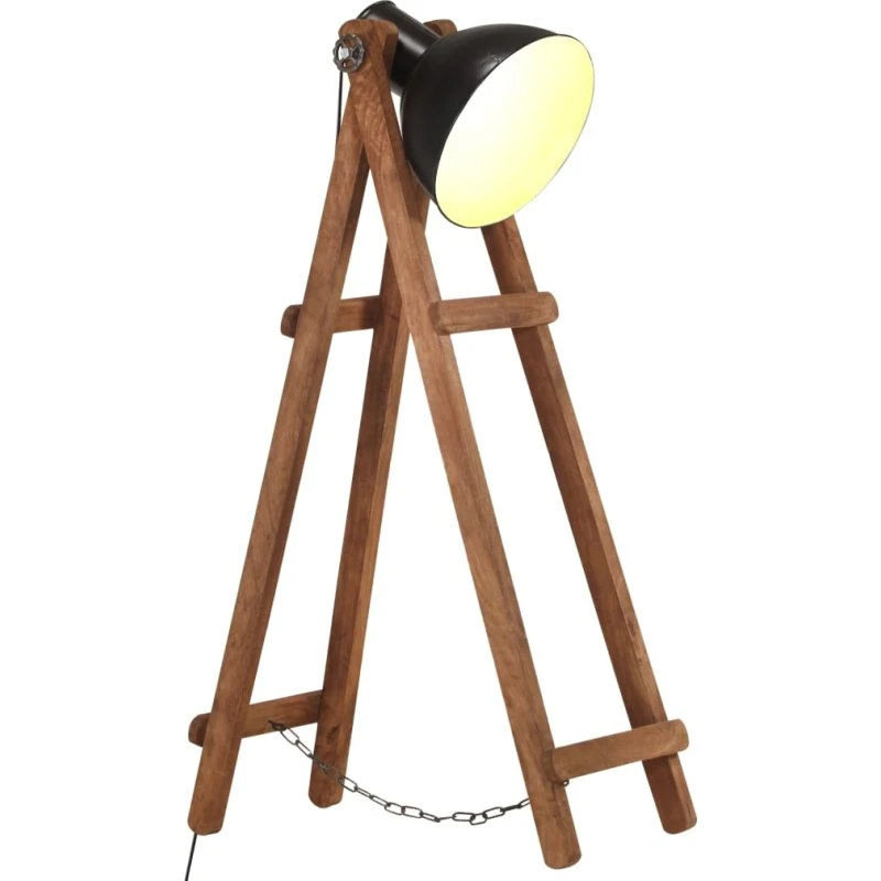 vidaXL gulvlampe E27 i massivt mangotræ, sort