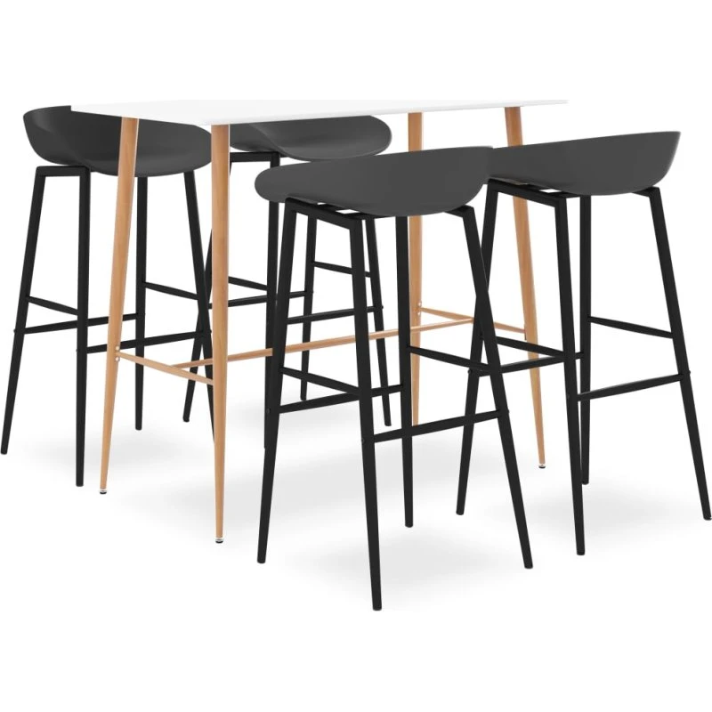 vidaXL barsæt 5 dele hvid/grå med MDF-bord