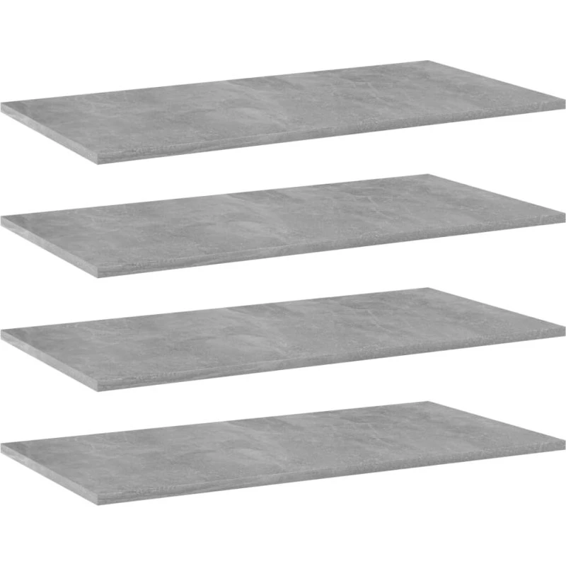 vidaXL boghylder 4 stk. 80x40x1,5 cm konstrueret træ betongrå