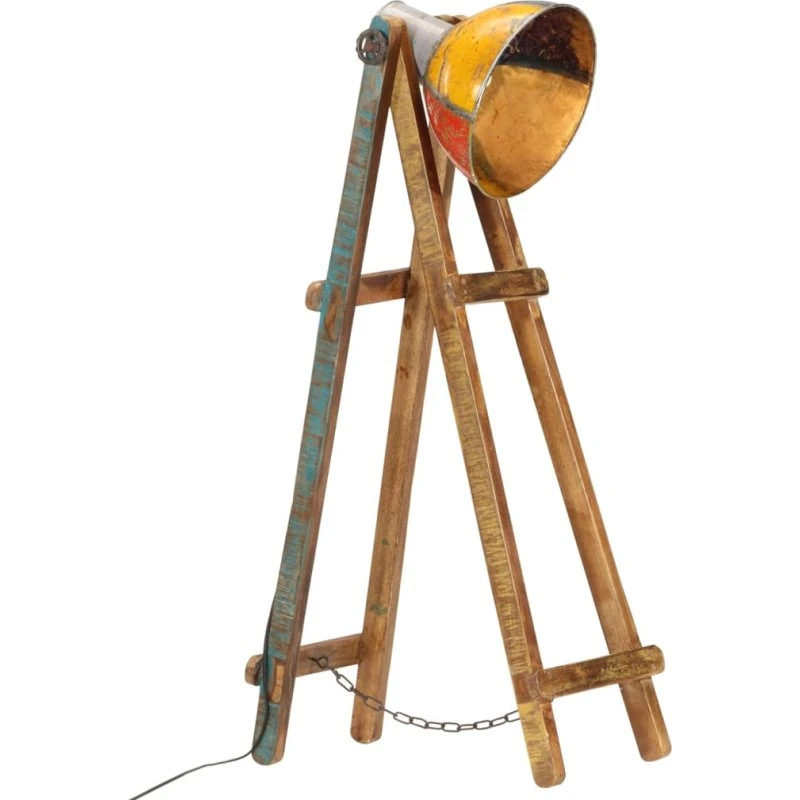 vidaXL gulvlampe i massivt mangotræ, E27, flerfarvet