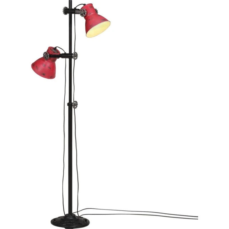 vidaXL gulvlampe mangotræ E27 25W rustik rød 25x25x90/140 cm