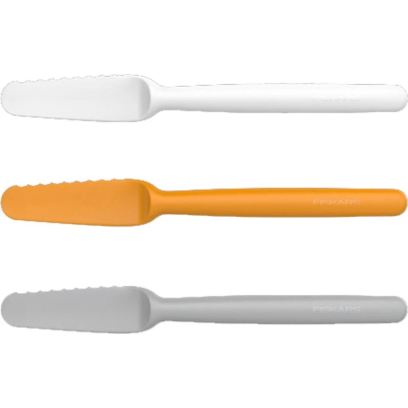 Fiskars Functional Form smøreknive 3-pak (grå/orange/hvid)