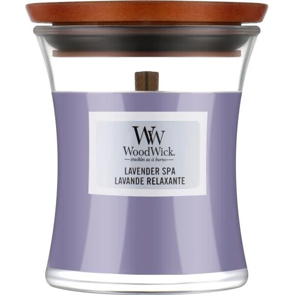 WoodWick Lavender Spa Medium duftlys (trævæge)