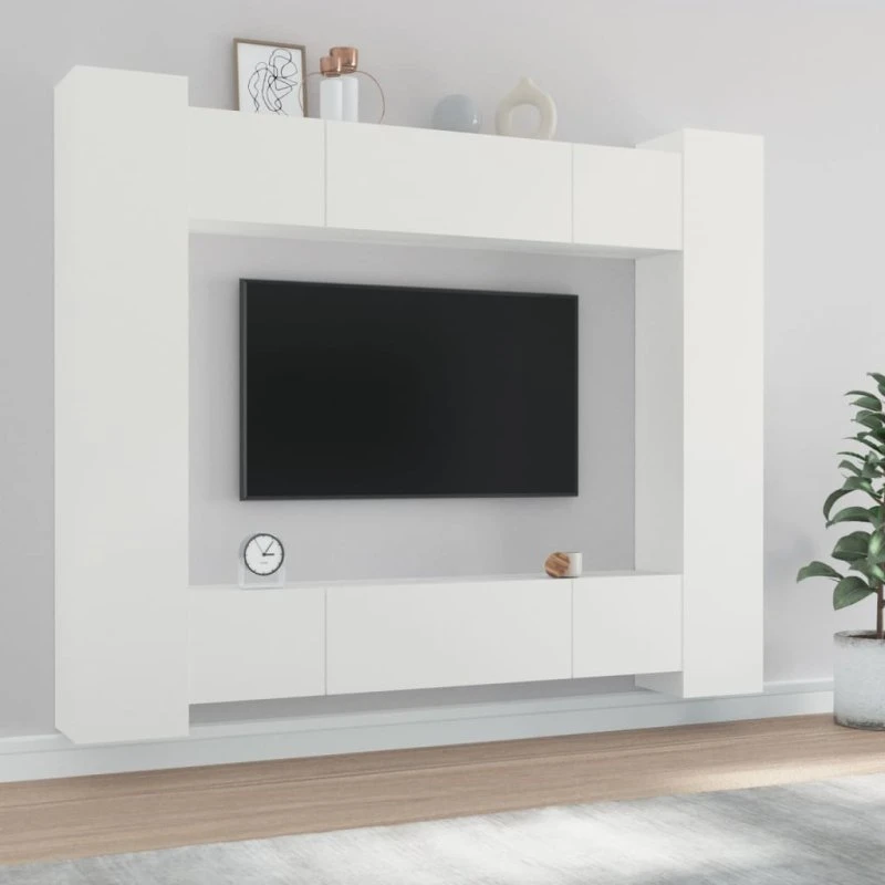 vidaXL TV-skabssæt 8 dele 80 cm konstrueret træ hvid