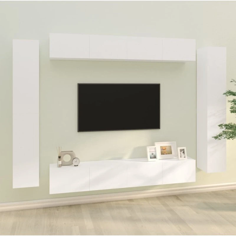 vidaXL tv-skabssæt 8 dele 100 cm konstrueret træ hvid