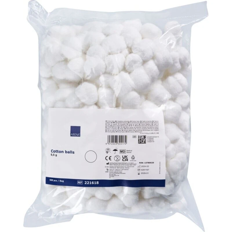 Abena vatkugler 100% bomuld, hvid - 500 stk