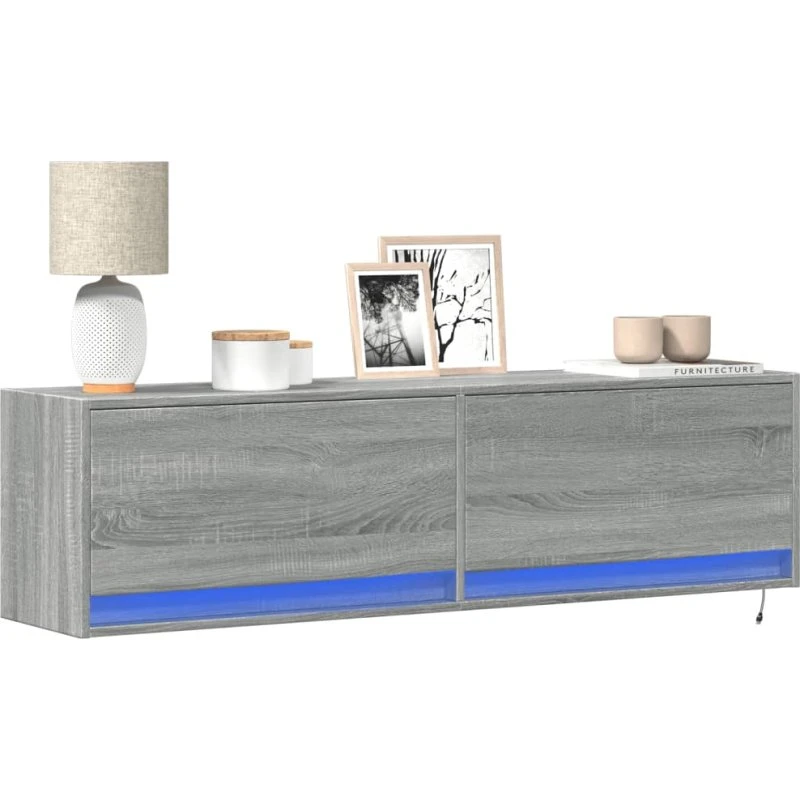 vidaXL væghængt tv-bord LED 140x31x38 cm grå sonoma-eg