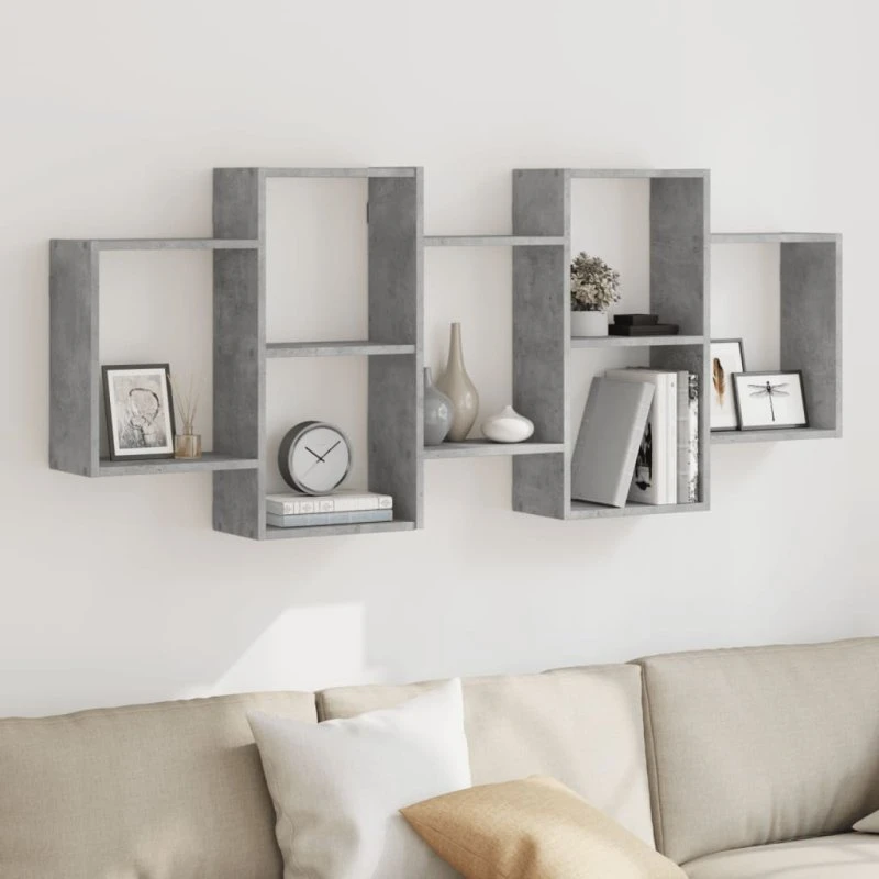 vidaXL væghylde 159x18x65 cm konstrueret træ – betongrå