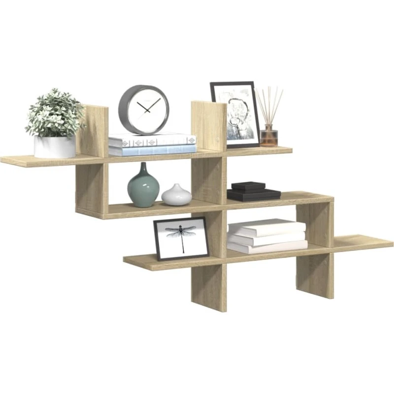 vidaXL væghylde 124,5x18x60,5 cm konstrueret træ Sonoma-eg