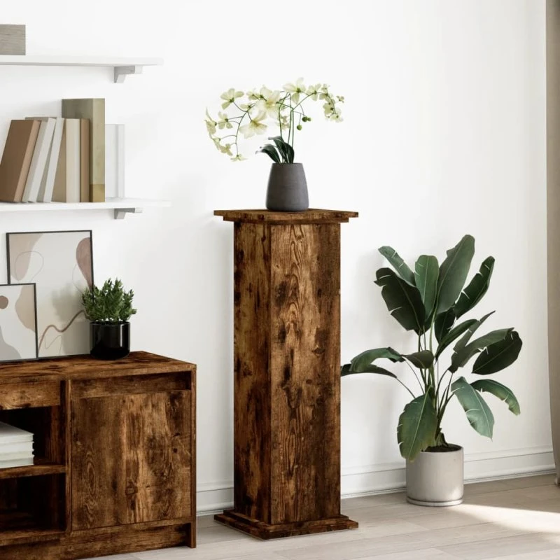 vidaXL piedestal med opbevaring 31x30x90 cm røget eg
