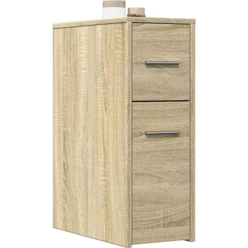 vidaXL smalt badeværelsesskab på hjul, konstrueret træ Sonoma-eg