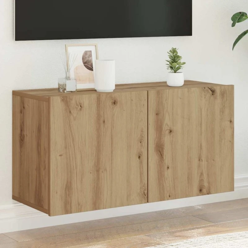 vidaXL væghængt tv-bord 80x30x41 cm egetræsfarve
