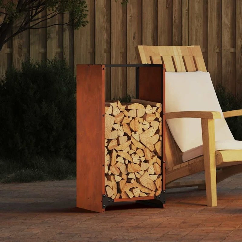 vidaXL brændestativ 40x30x80 cm i forvitringsstål