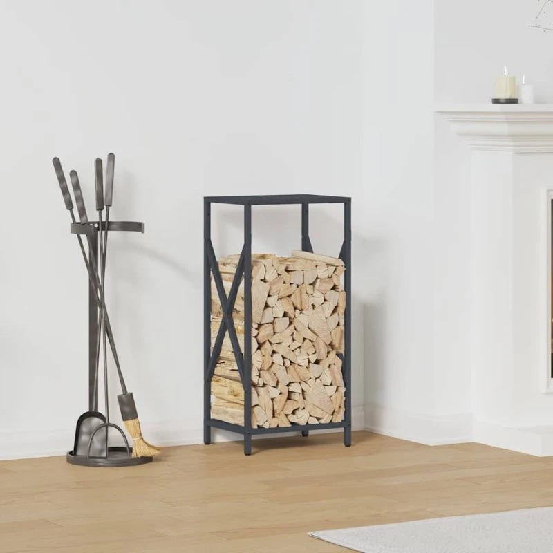 vidaXL brændestativ 34x25x70 cm koldvalset stål - antracitgrå