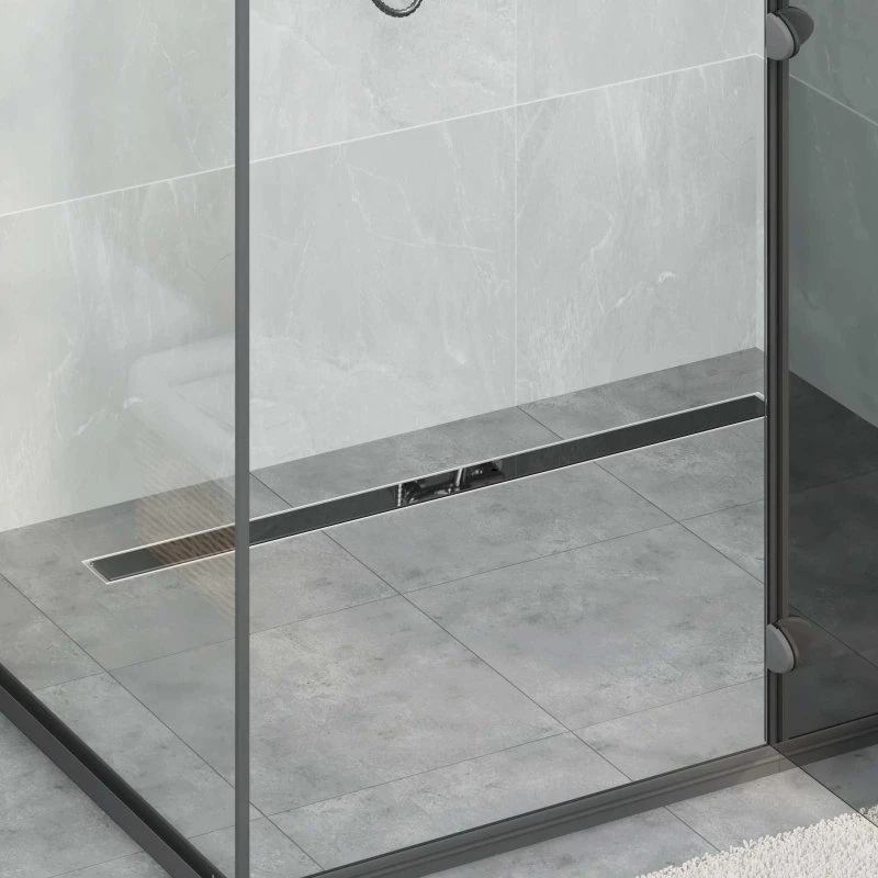 vidaXL Bruseafløb 100 cm med glasdæksel og 360° Siphon, sort