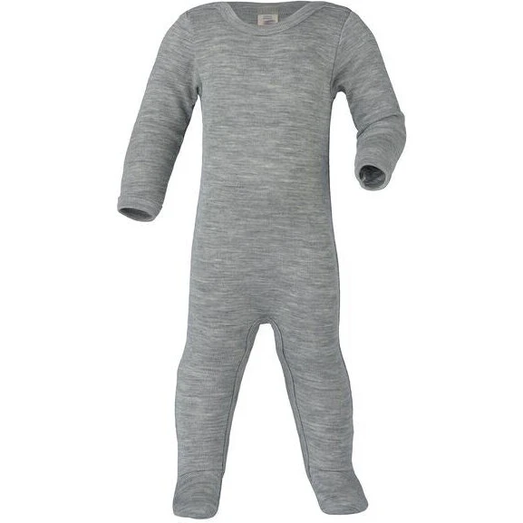 Engel Grey Mélange Baby Natdragt – 70% økologisk uld/30% silke