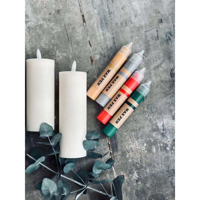 Vokspenne 4-pak til stearinlys og LED-lys, 4 farver