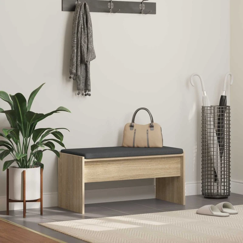 vidaXL Hallbænk med pude Sonoma eg 83x38x40 cm
