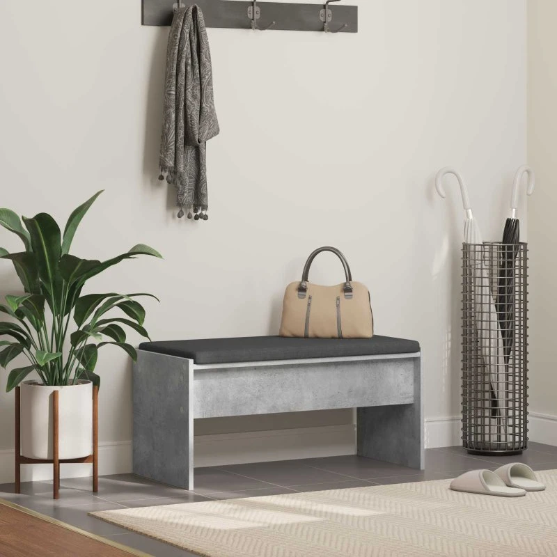vidaXL Hallbænk med pude Beton Grå 83 x 38 x 40 cm