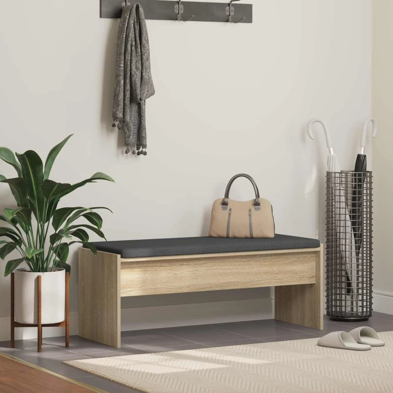vidaXL Hallbænk med pude Sonoma eg 103x38x40 cm