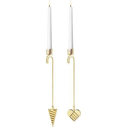 Georg Jensen 2025 lyseholder, hjerte og kræmmerhus – forgyldt