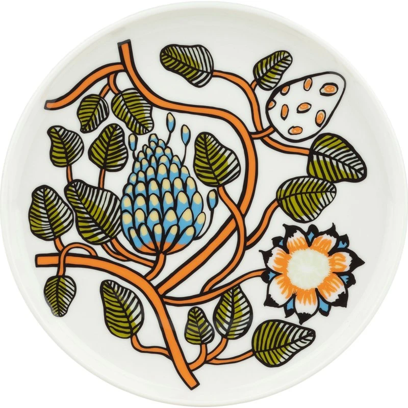Marimekko Tiara tallerken Ø20 cm, hvid/orange/grøn