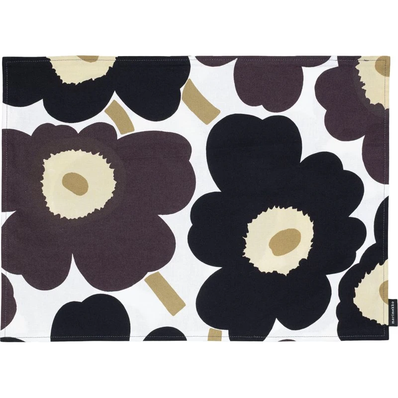 Marimekko Unikko dækkeserviet 31 x 42 cm, sort/hvid/beige