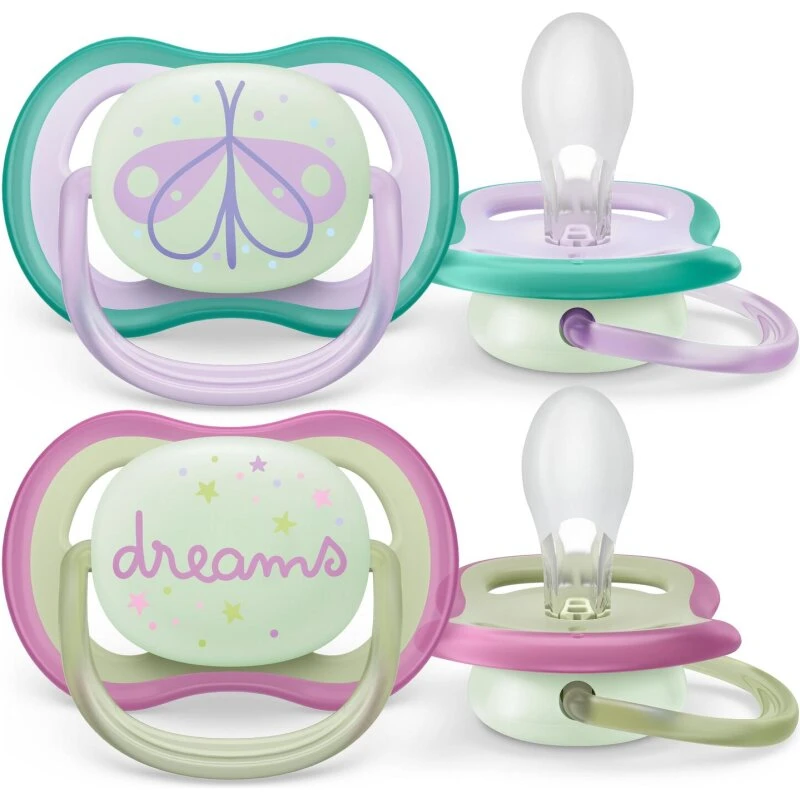 Philips Avent Ultra Air Night sut 2-pak 0-6 mdr Pink/Lilla