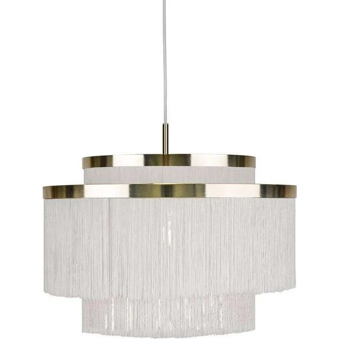 Globen Lighting Frans Pendel Hvid med Messingdetaljer