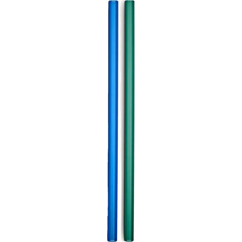 Kosta Boda Sipsavor glas-sugerør 2-pak 200 mm blå/grøn