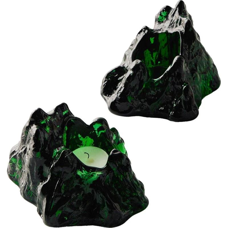 Kosta Boda The Rock fyrfadsstage 91 mm - smaragdgrøn