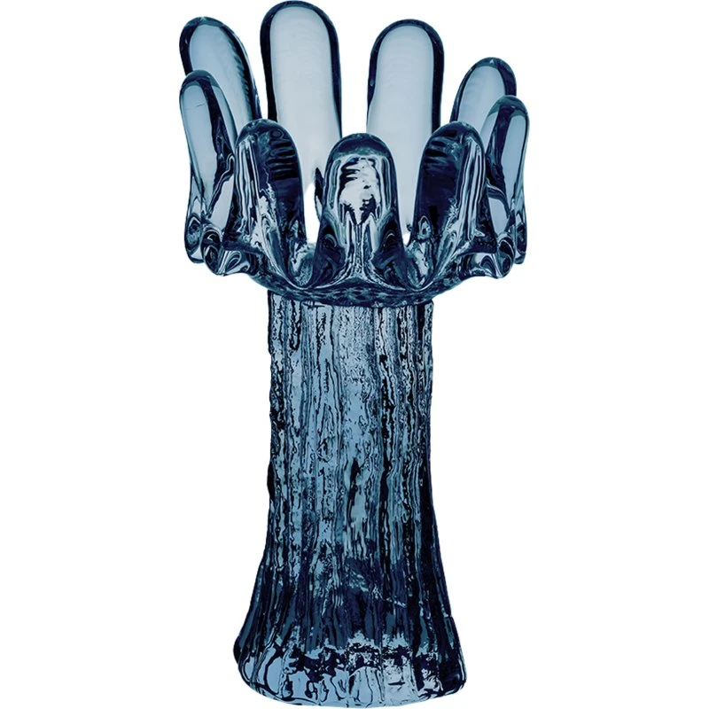 Kosta Boda Sunflower lysestage 180 mm, genbrugsglas blå