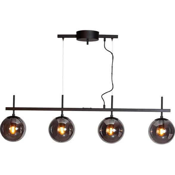 By Rydéns Boyle Pendel 117 cm – Røggrå glas/Mat sort