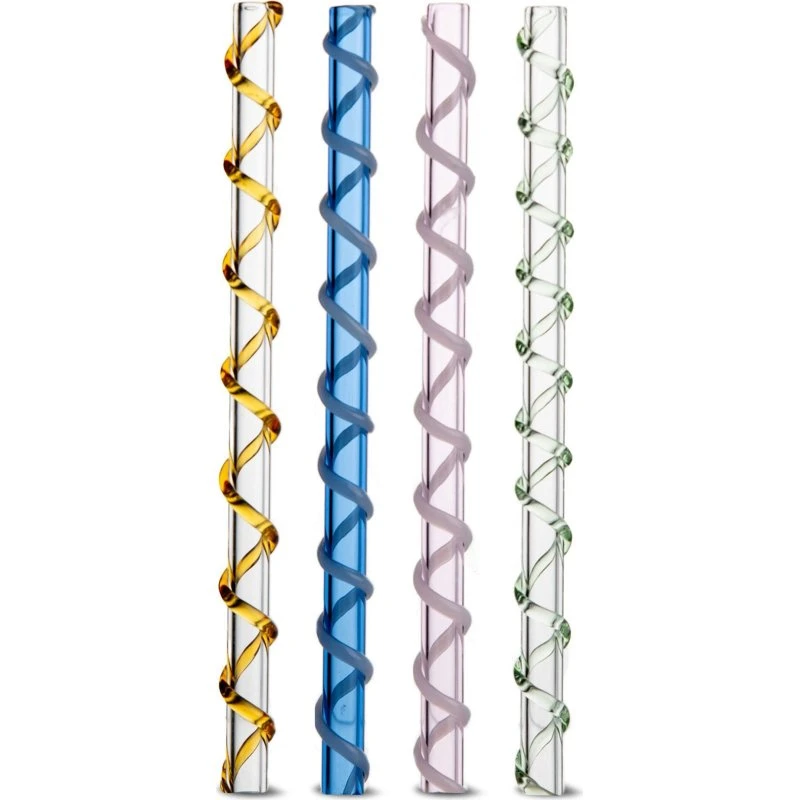 Byon Celebrate glassugerør 4-pak, blå/amber/rosa/grøn