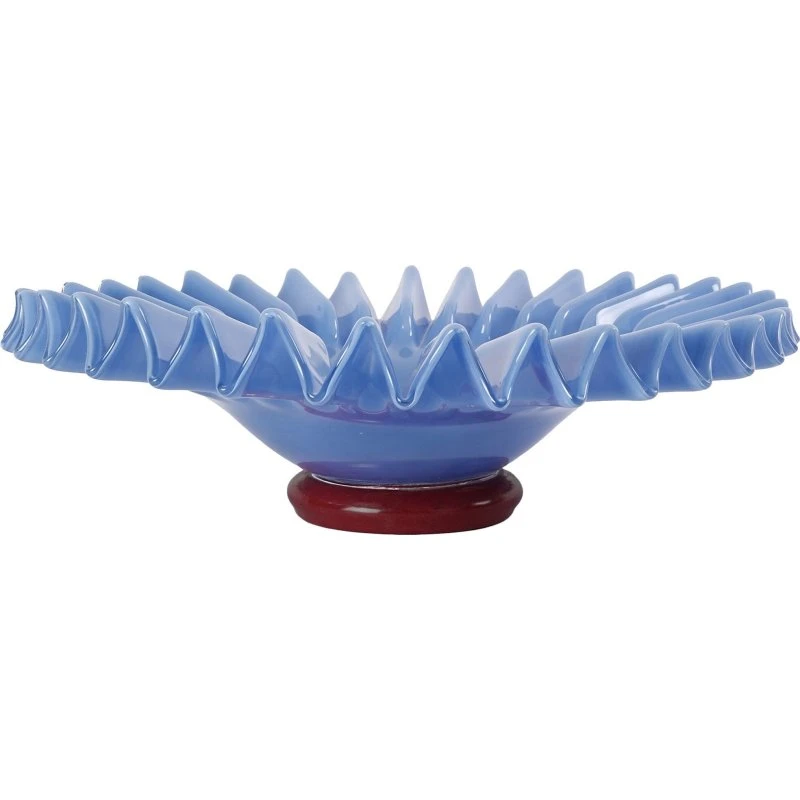 Byon Lori skål Ø38 cm, lyseblå med vinrød fod