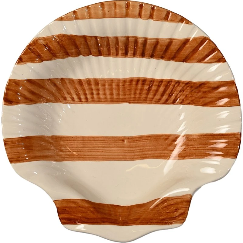 Byon Armona Stripe serveringsfad 23,5 cm, lysbrun/hvid