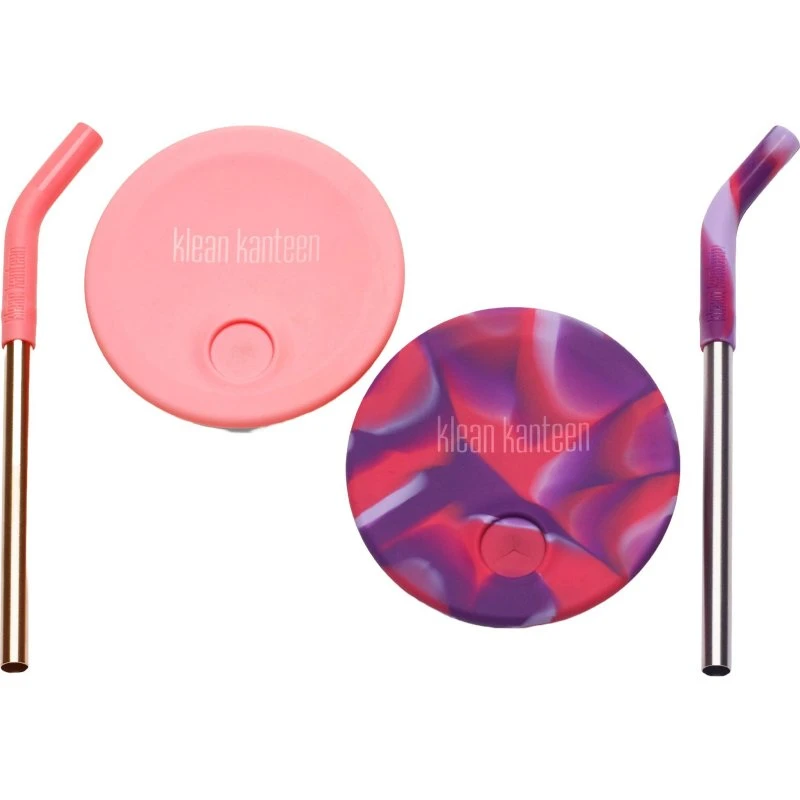 Klean Kanteen Kid Cup sugerørslåg 296 ml, Pink Tie Dye (2 stk)