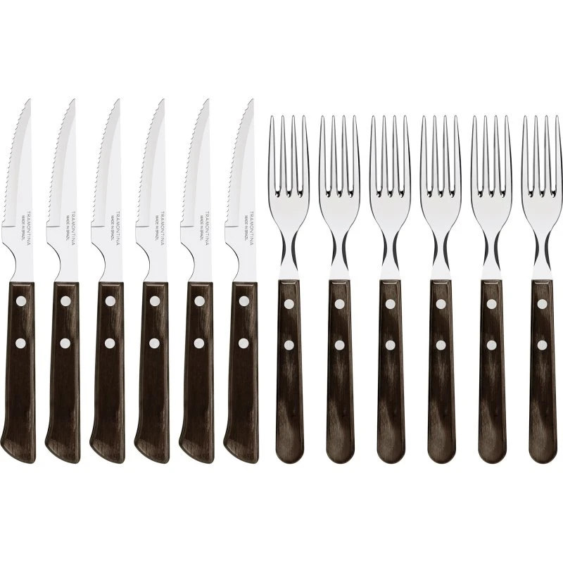 Tramontina Steakbestik 12 dele Polywood brun