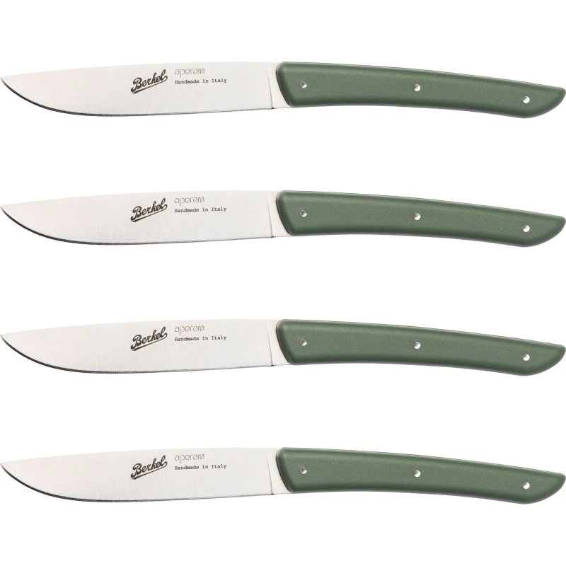 Berkel Steakknive 4 stk, 11 cm blad, olivengrøn