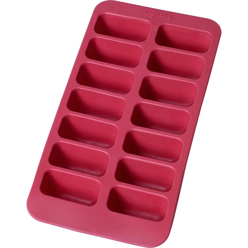 Lékué rektangulær isterningform med låg, rød (14 stk)