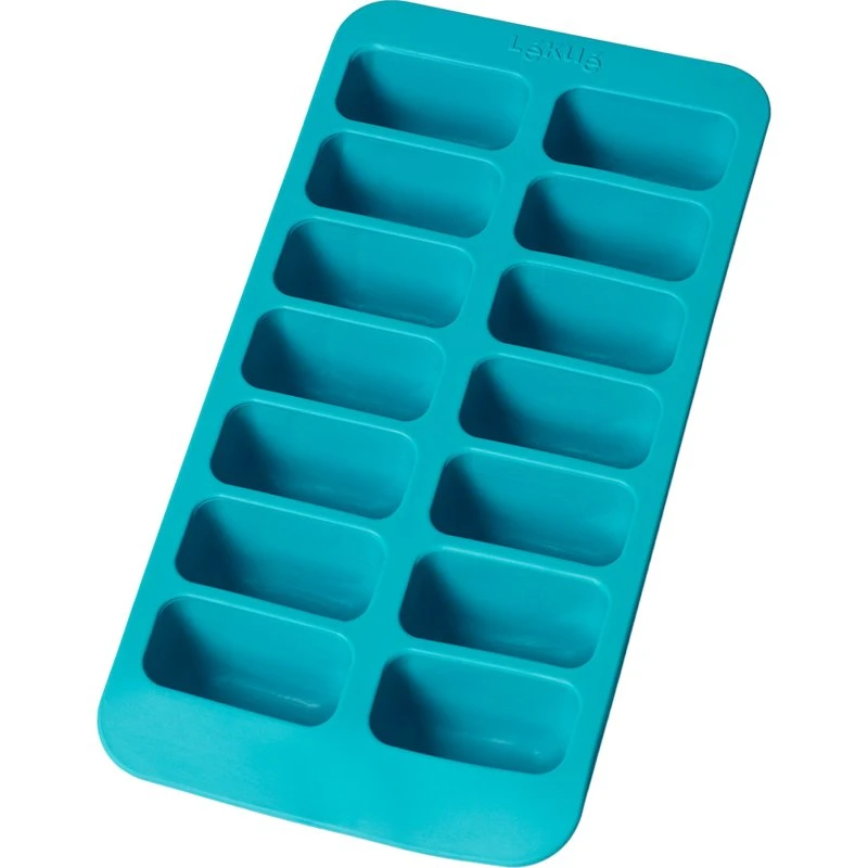 Lékué rektangulær isterningform med låg, turkis