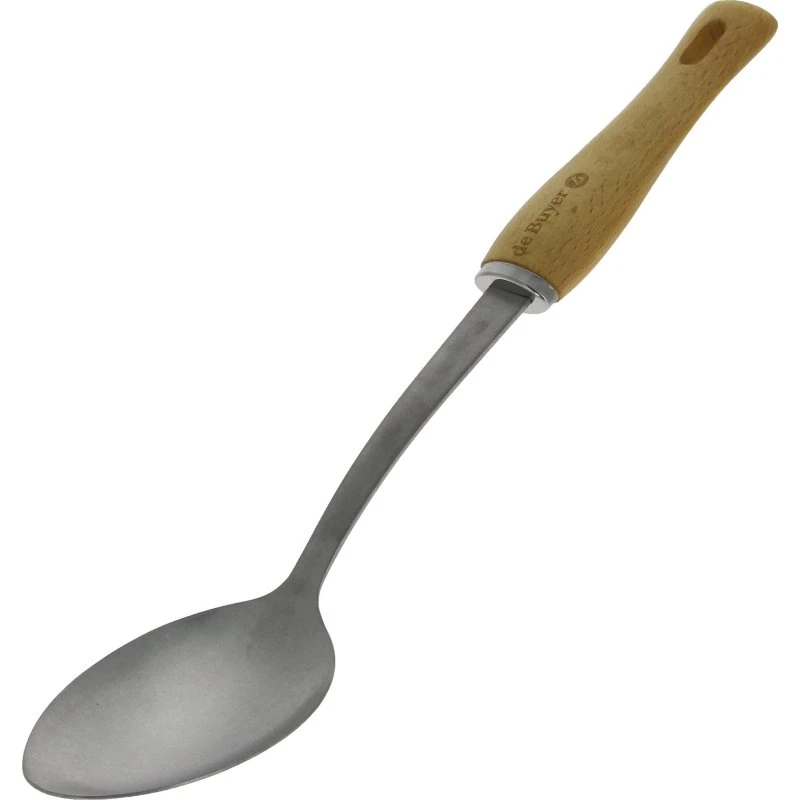 De Buyer B Bois serveringsske, rustfrit stål med bøgetræshåndtag