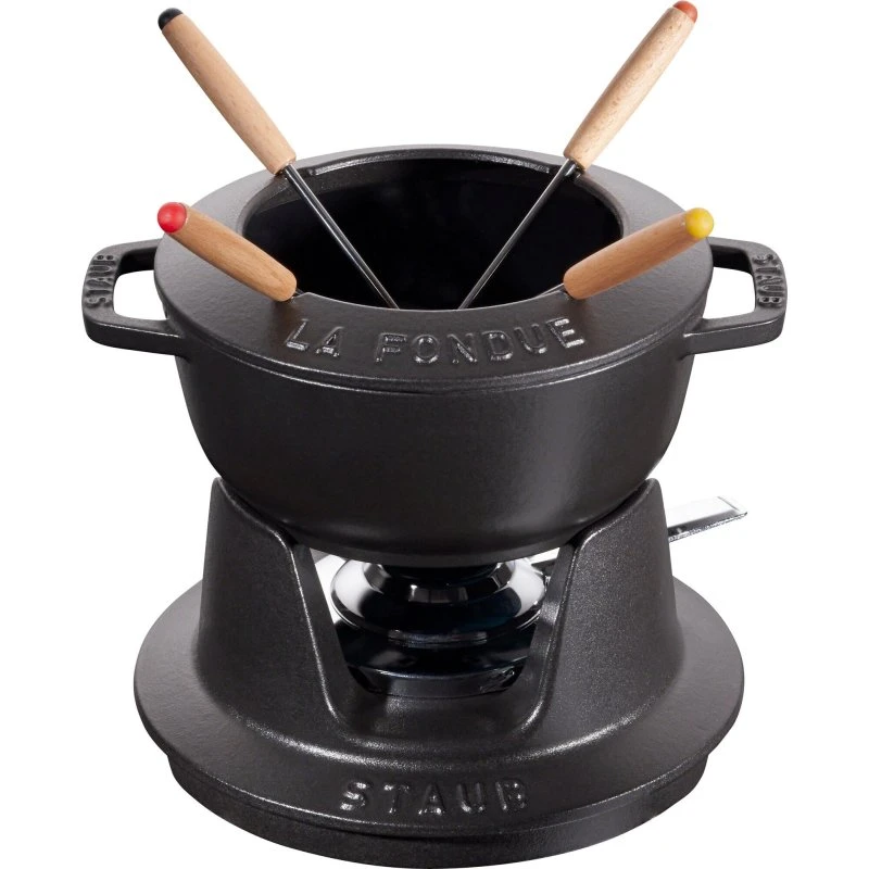 Staub Fonduesæt 16 cm, 1,1 l – Sort (blank inderside)