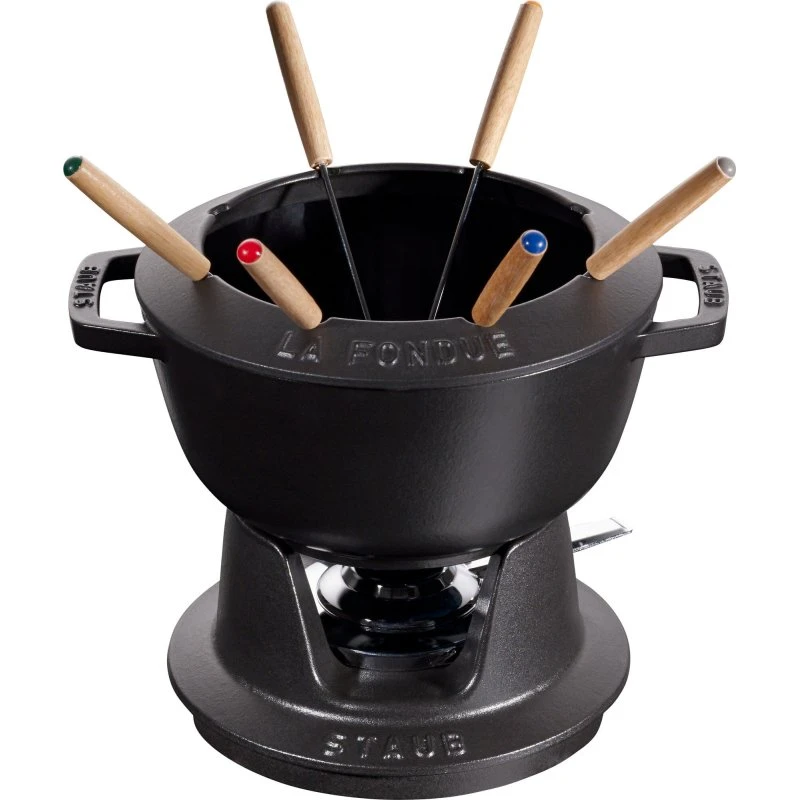 Staub fonduesæt 20 cm (2,35 L) sort med blank inderside