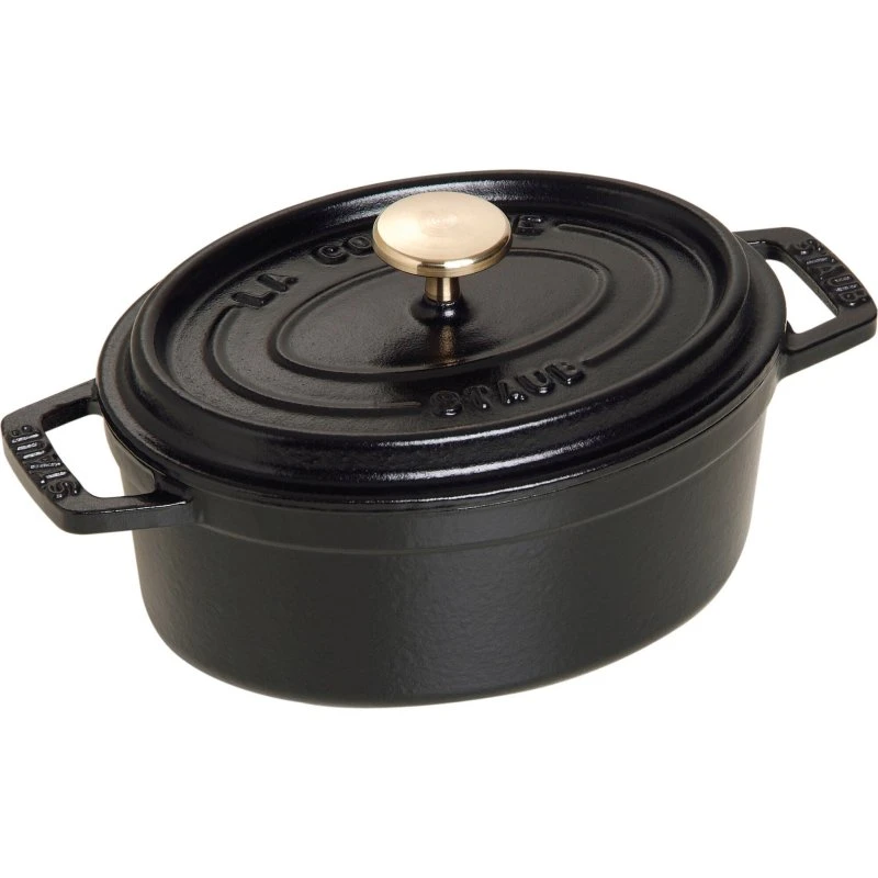 Staub La Cocotte Oval 15 cm 0,6 L, sort