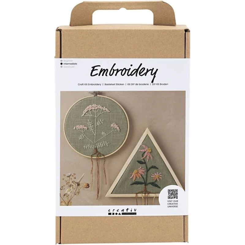 DIY Kit Broderi broderirammer støvet grøn, 1 pk