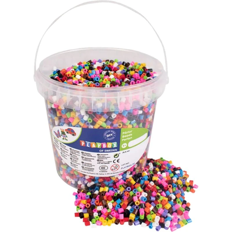 Playbox Rørperler 10 farver, 10.000 stk – 5 mm