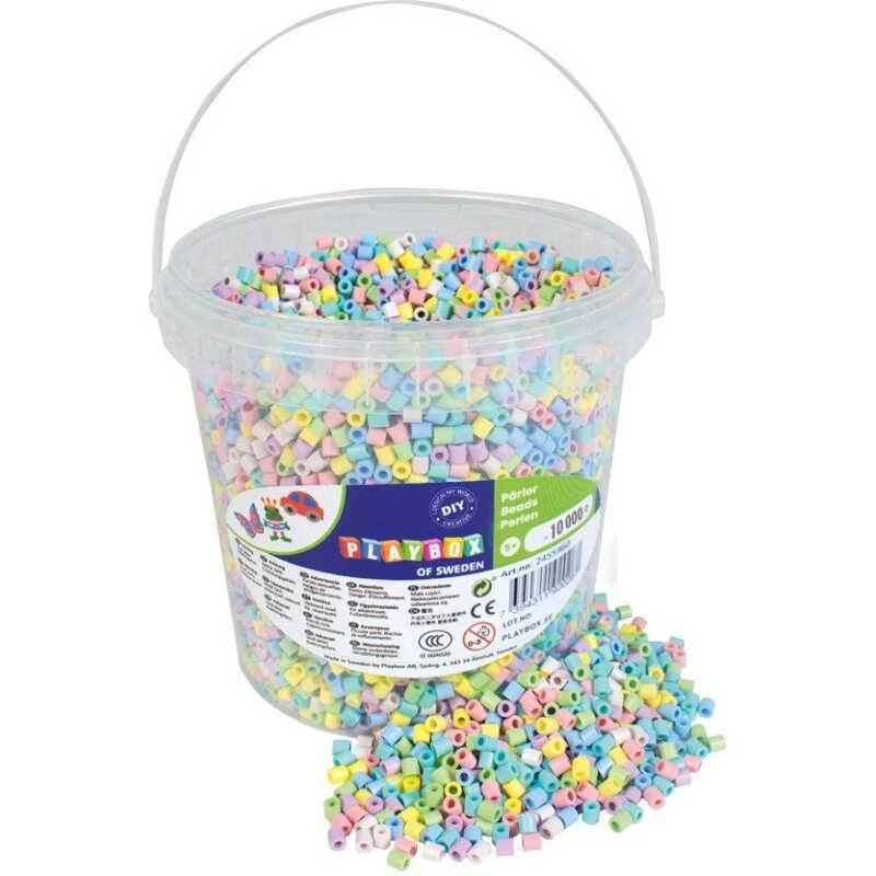 Playbox Rørperler Pastel 10.000 stk i spand