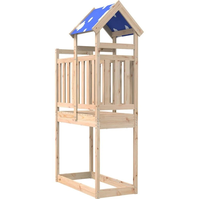 Legetårn i massiv fyrretræ 52,5x110,5x215 cm