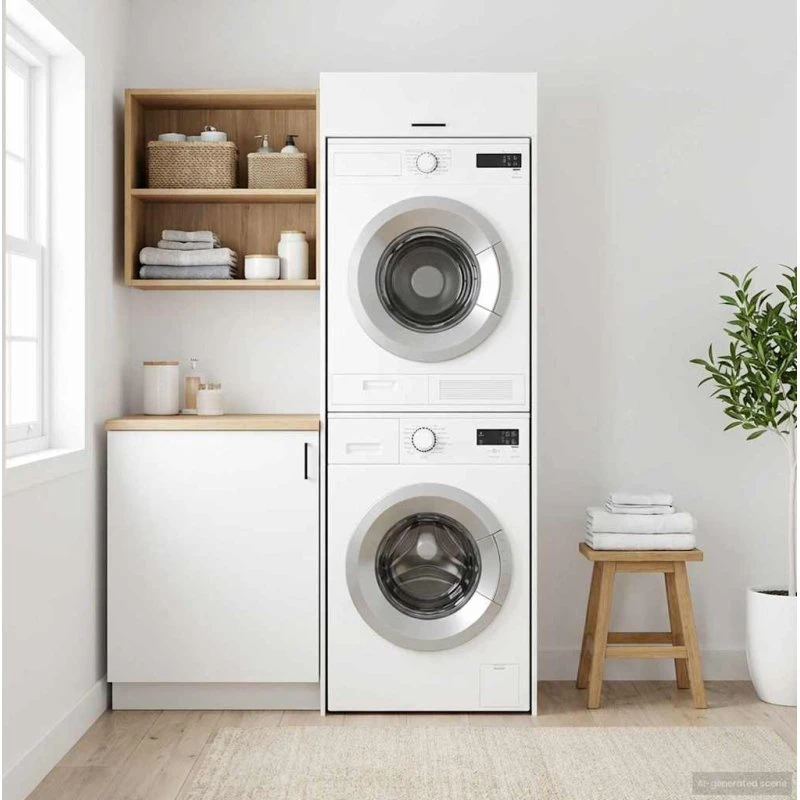 Vaskemaskineskab hvid 67,5×68×200 cm (vandafvisende)